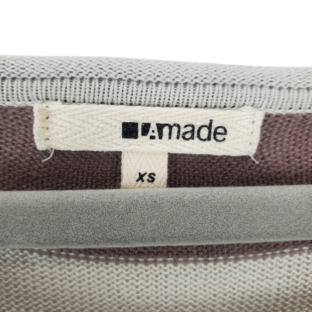 LA Made Jenn Raglan Sweater XS Muted Purple Gray Wide Stripe Cozy Pullover NWT - Picture 4 of 9